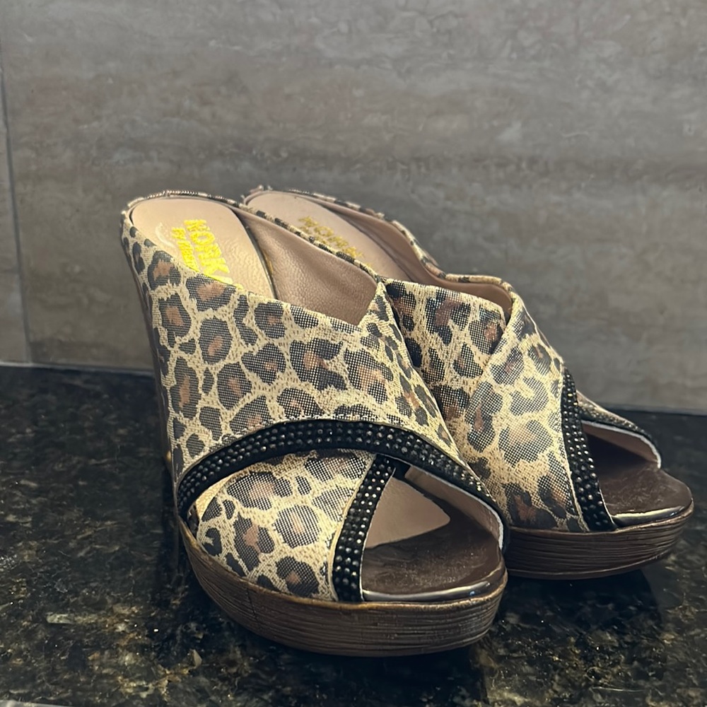 Norka animal print wedge sandals